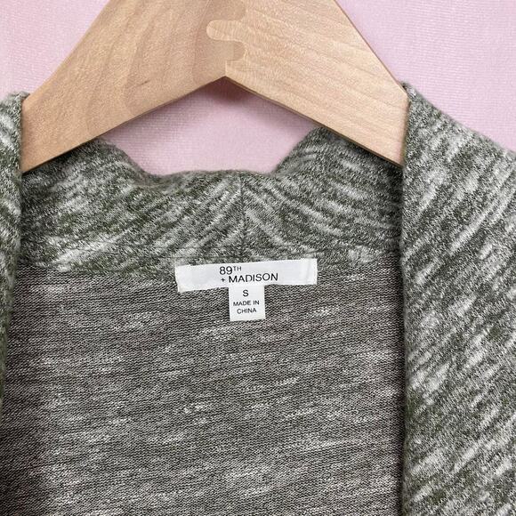 89th + Madison Waterfall Drape Cardigan Gray S | Soft Stretch Lightweight Layer - Picture 6 of 7